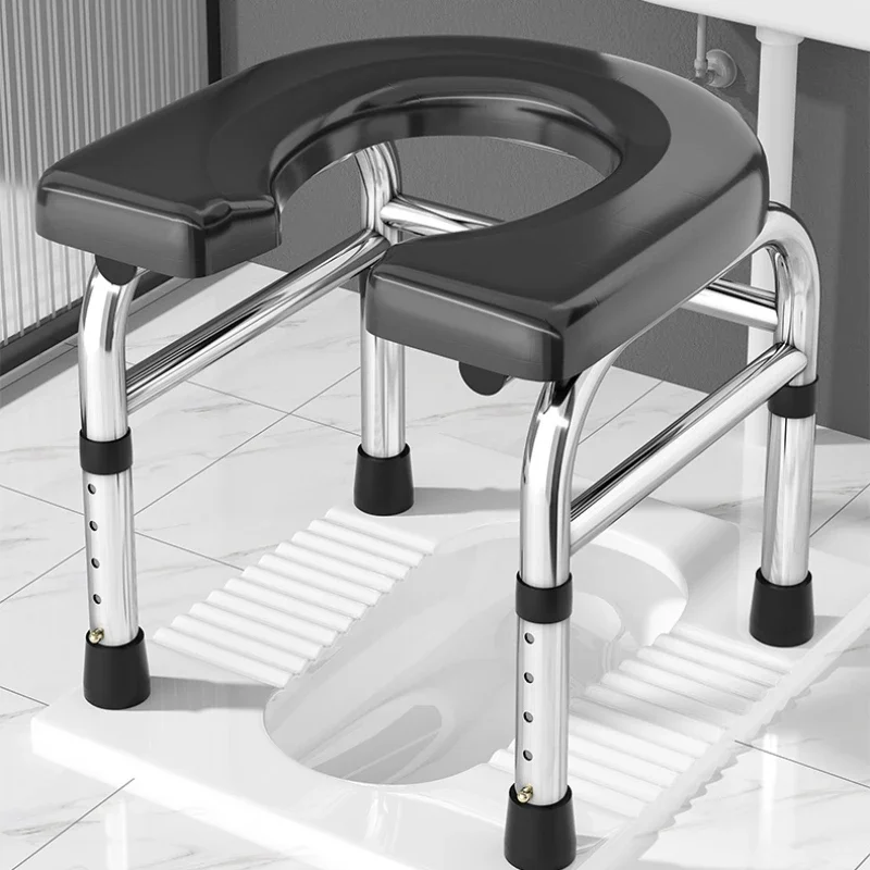 Elderly Squat Toilet Seat Stool Potty Chair for Bathroom Multi Uses Stable Bottom Trong Bearing Capacity Commodes Chairs Folding 3