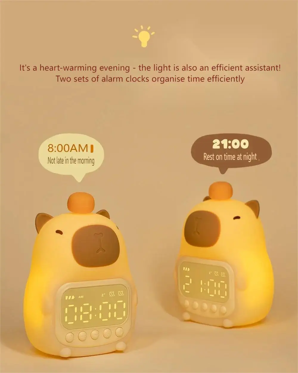 Capybara LED Night Light with Brightness Settings