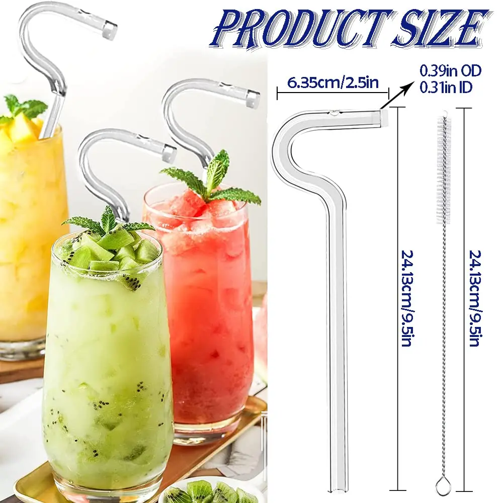 Flute Style Reusable Glass Straws Milkshake With Anti Wrinkle