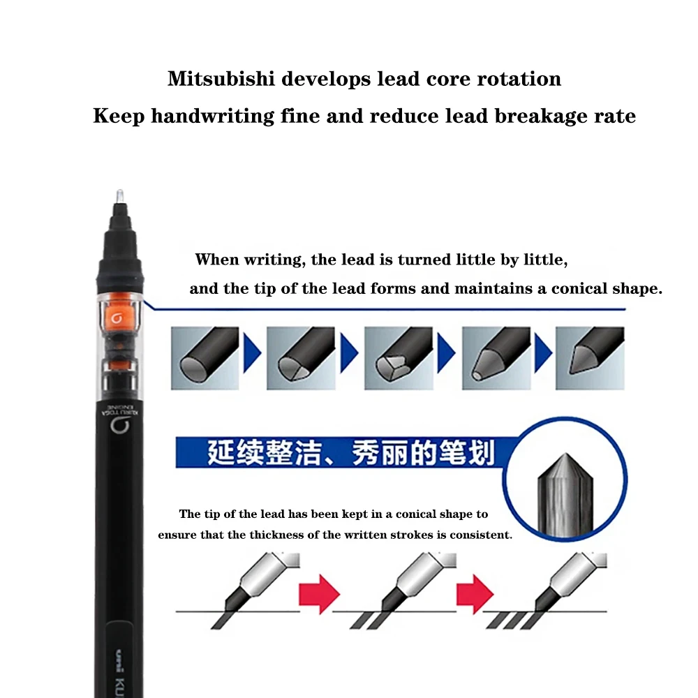 UNI KURUTOGA Mechanical Pencil M5-452 Creative Writing Continuous Sketch 0.5mm Lead Automatic Rotating Mechanical Pencil 2