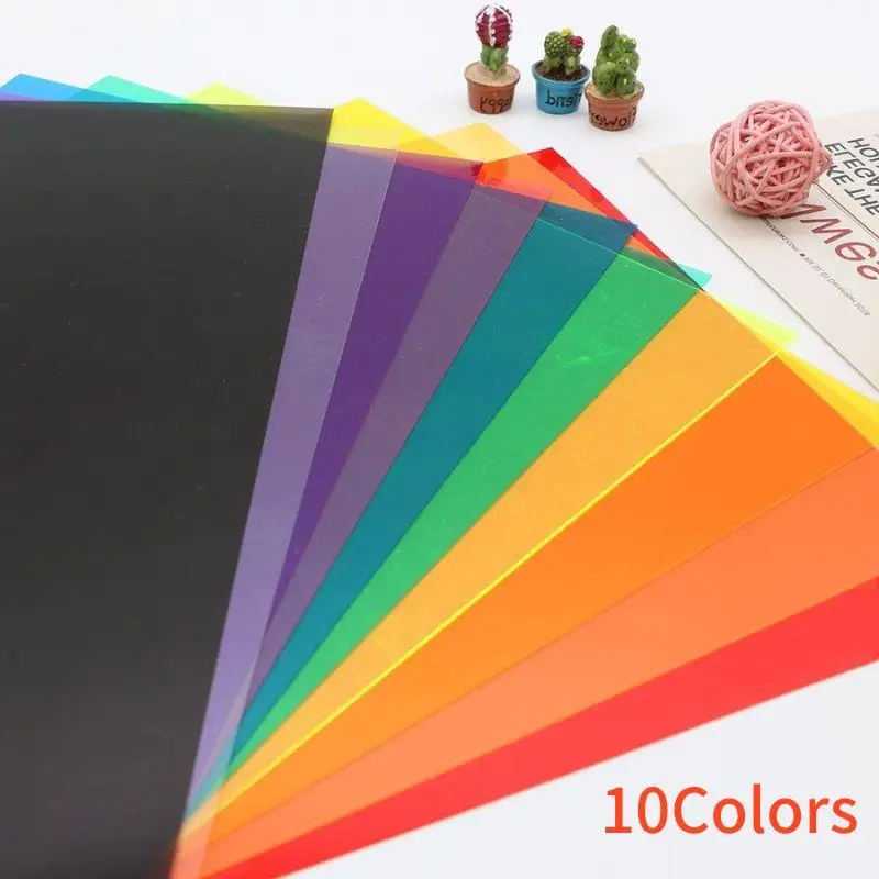 Plastic sheet light filter gel film A4 Transparent Plastic Sheet Colour Acetate PVC Sheet 0.3mm Thickness Photography Flash Color Filter Multipurpose Gel Film