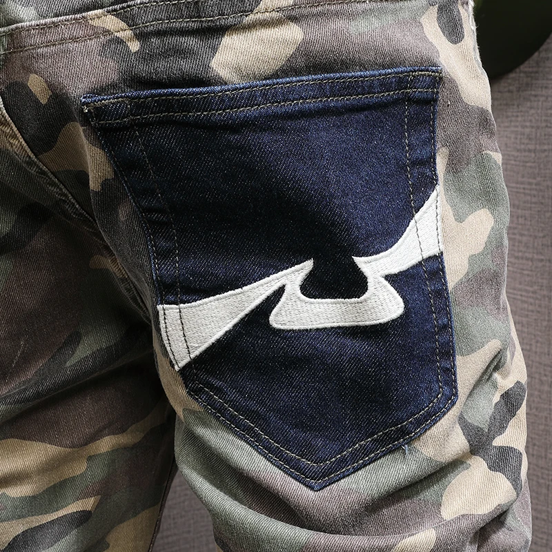 Pantalones vaqueros de camuflaje para Hombre, Jeans elásticos