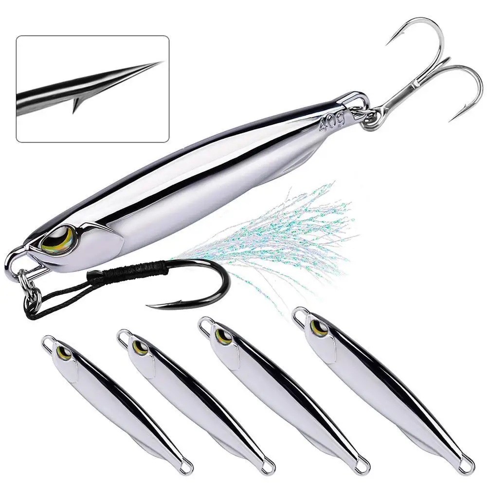 

Fishing Lure 15g/20g/30g/40g High Reflective 3d Eyes Artificial Bait With Feathers Reusable Metal Lure With Hooks Dropship
