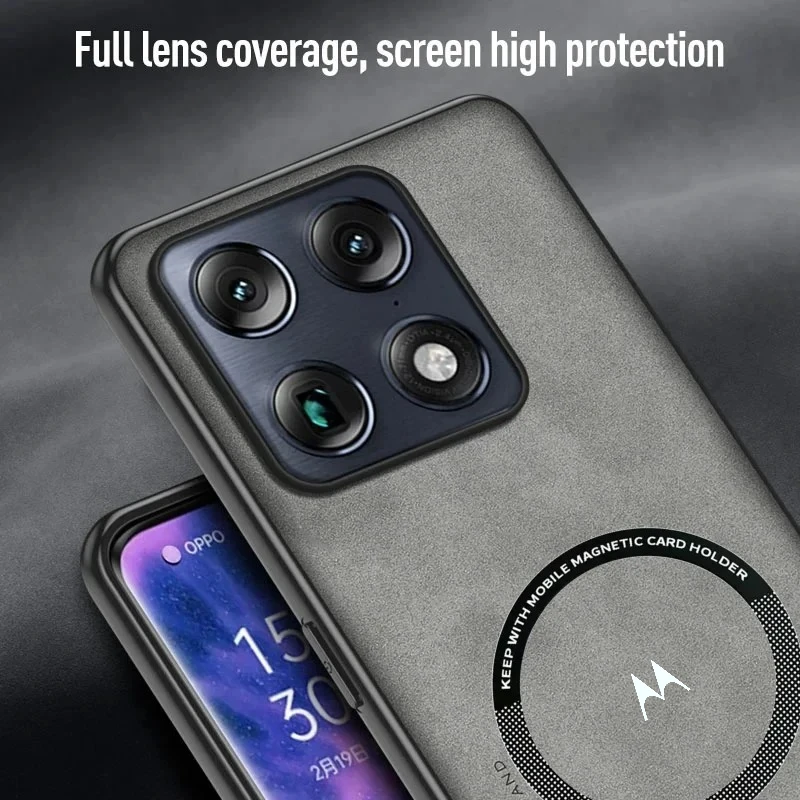 Premium Sheepskin Leather Case with Car Magnetic Mount and Anti-Drop Protection