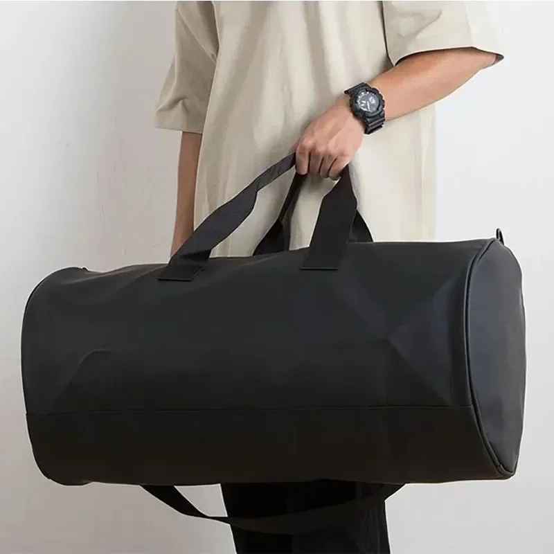Classic Brand Women's Leather Airport Luggage Bag Large Capacity Cylinder Bag Weekend Handbag Men's Waterproof Travel