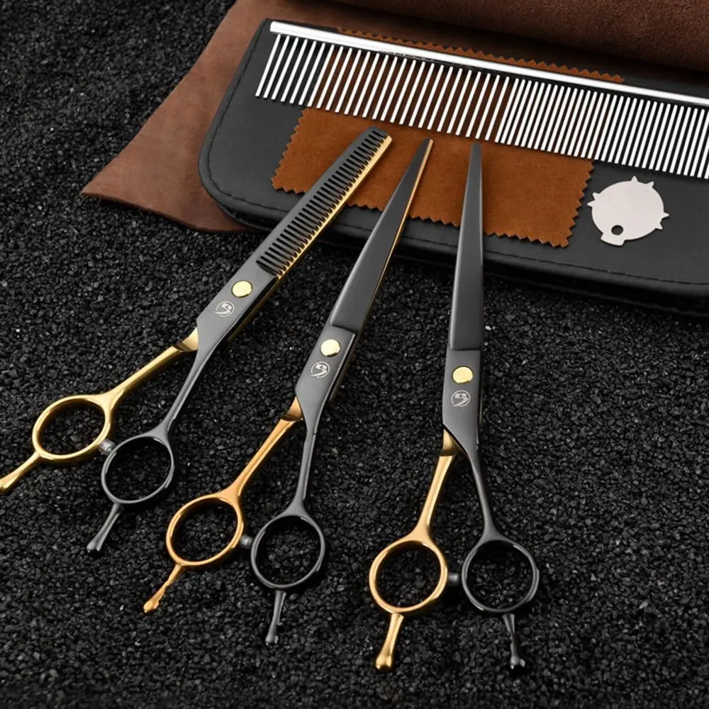 Safe Professional Dog Grooming Scissors Curved Sharp Thinning Pet Shears 7'' Stainless Steel Pet Hair Grooming Scissor Dog