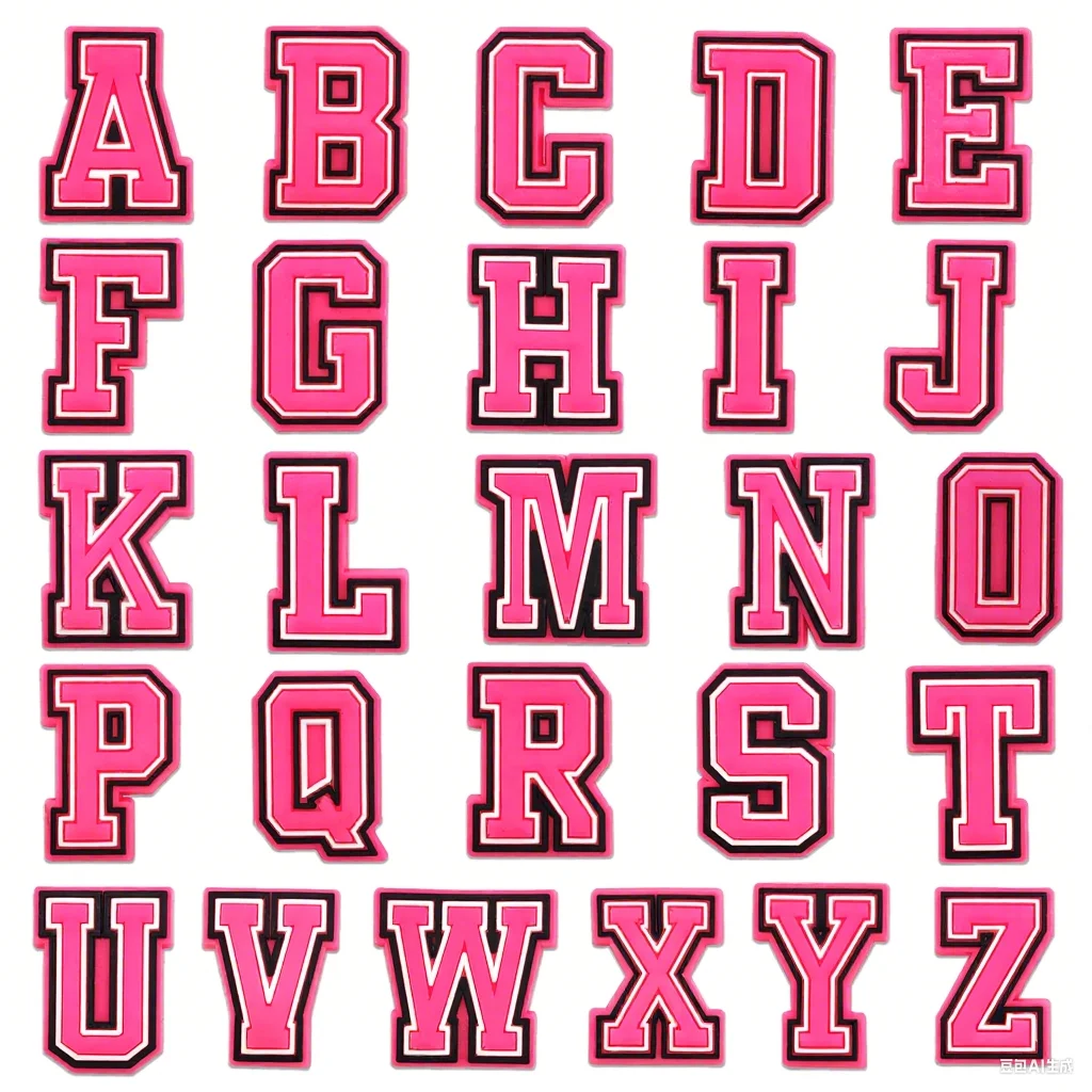 DIY 핑크 알파벳 문자 숫자 세트 신발 장식 액세서리 클로그 장식 슬라이드 ..