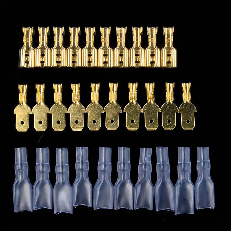 wire connectors 200PCS 2.8/4.8/6.3mm Female/Male Spade Terminals Crimp With Transparent Insulating Sleeves