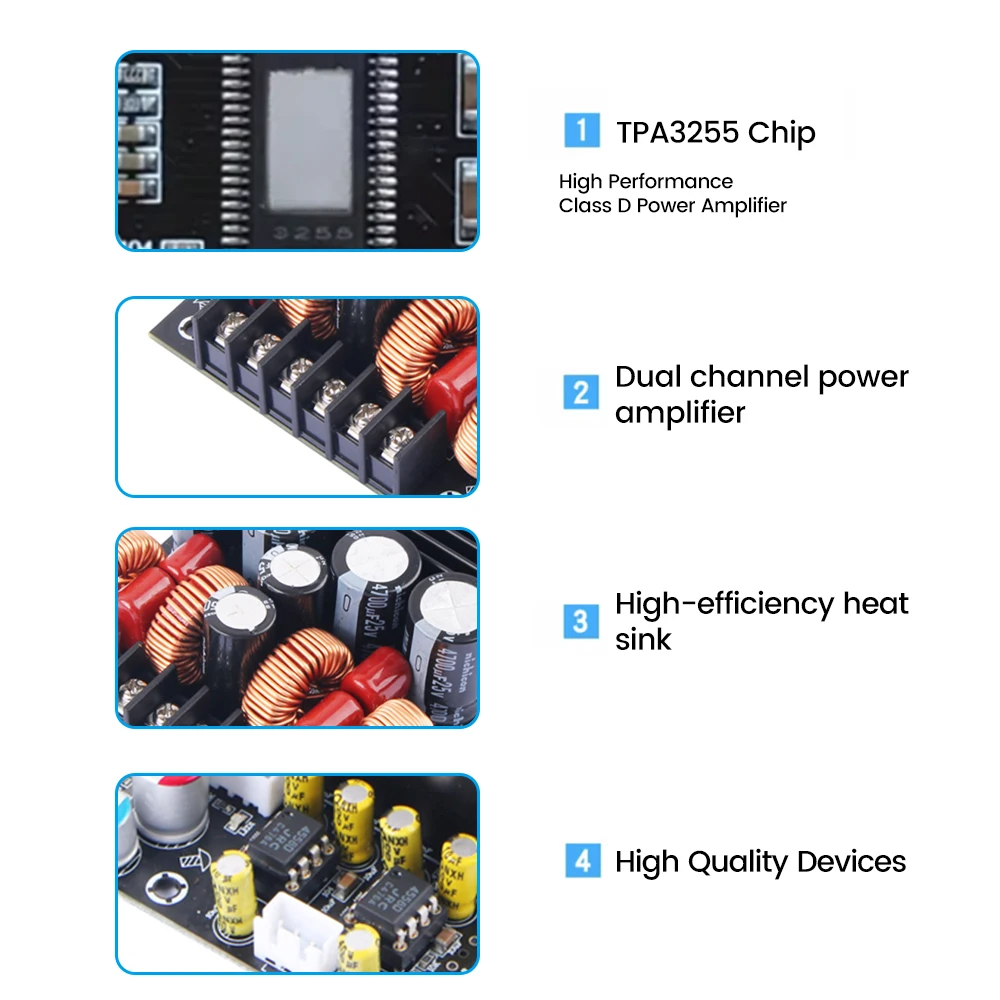 TPA3255 2.0 Digital Mini Amplifier Board 300W + 300W Class D Digital Amplifier Board Stereo Module DC19-50V audio amplifier board headphone amplifier stereo amplifier