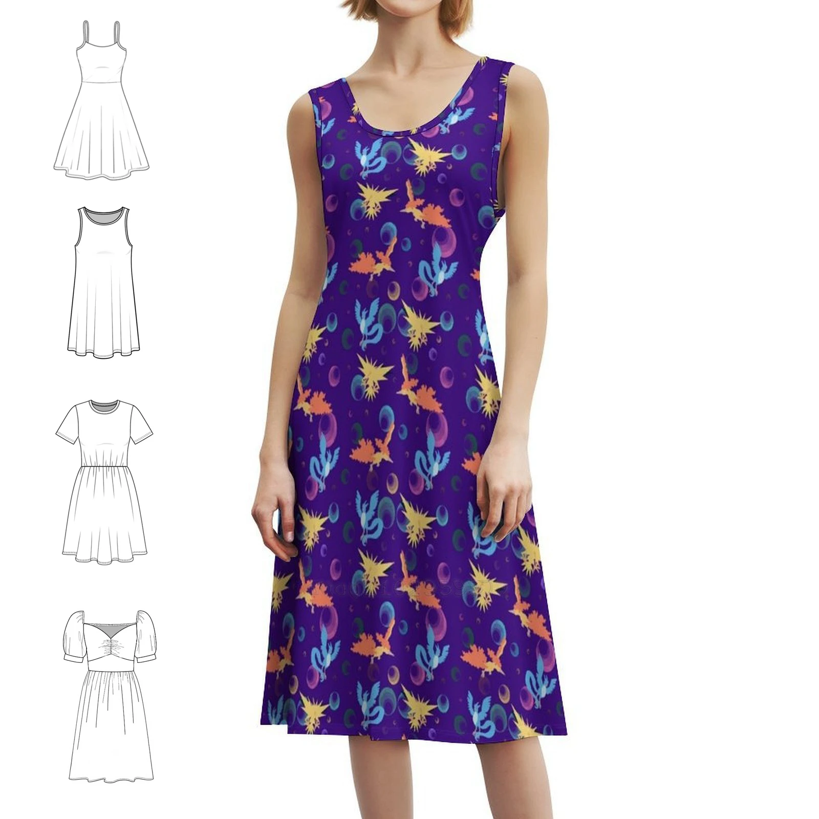 Legendary Bird Buddies Floral Smock Dress For Women Spring Summer Casual Dress For Party Legendary Ice Types Fire Types