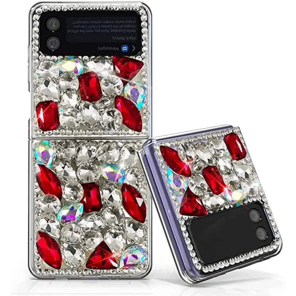 

Luxury Fashion Full Bling Crystal Rhinestone Diamond Phone Case For Samsung Galaxy Z Flip1 2 4G 4 3 Flip3 5G Flip5 Cover Capa