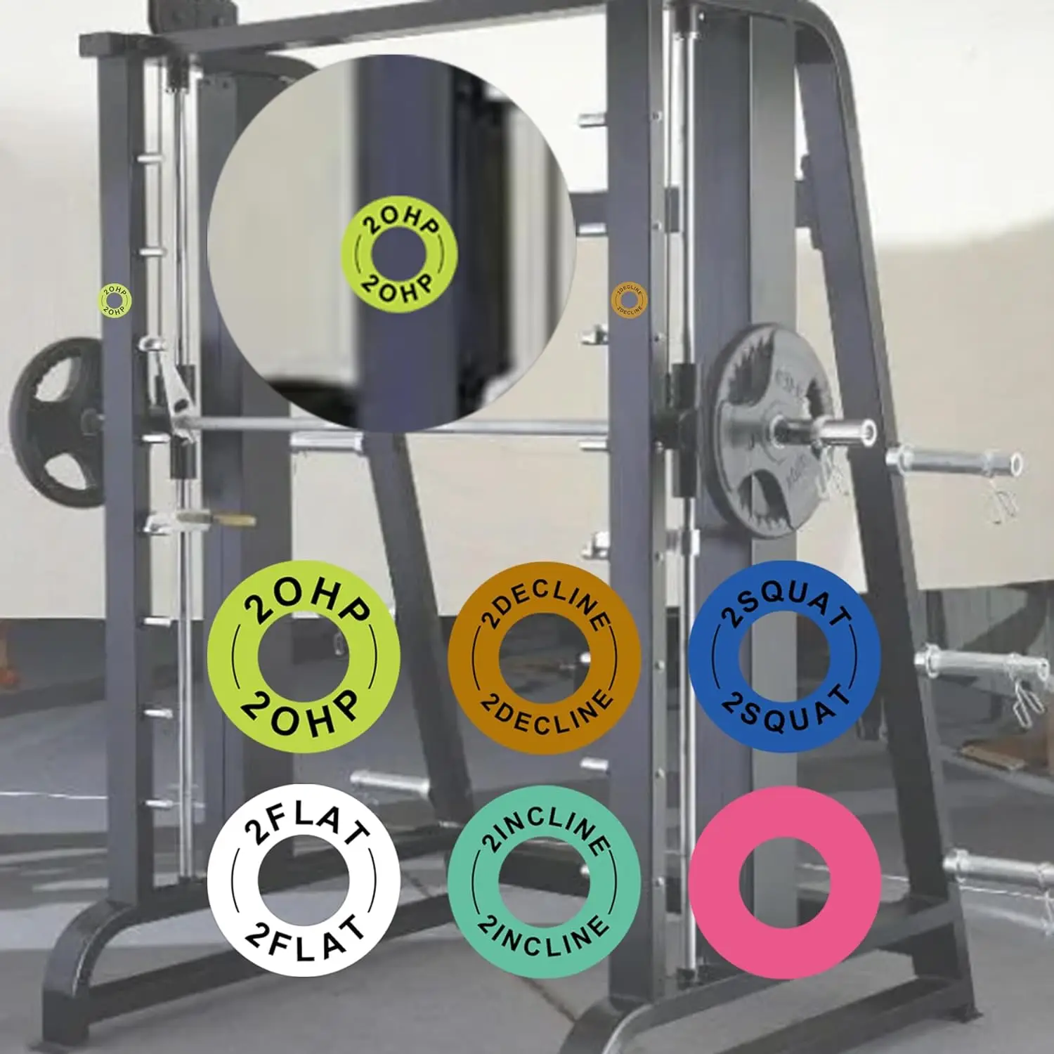 Large Squat Rack Magnetic Position Markers 2inch Power Rack Reminder Labels Squat Magnets Identifier Rings 12Pcs