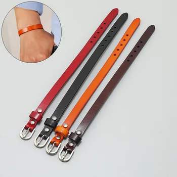 All-Match Couples Wristband Retro Vintage Solid Color Cowhide Leather Bracelets Men Women Hand Accessories Trendy Jewelry Gifts