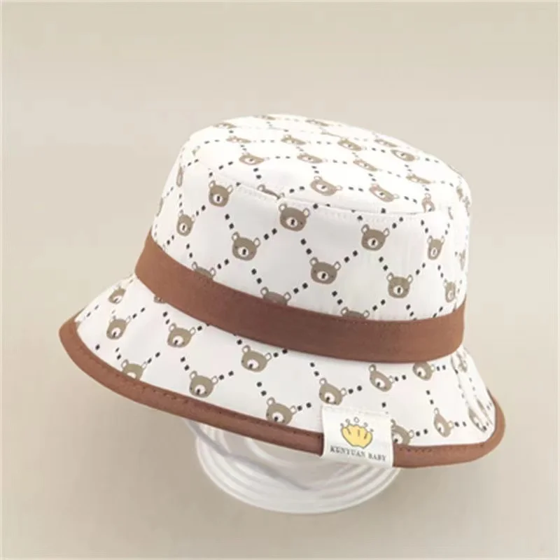 Beary Fashionable. 2 Style White/Khaki Cartoon Hats for Boys. 3