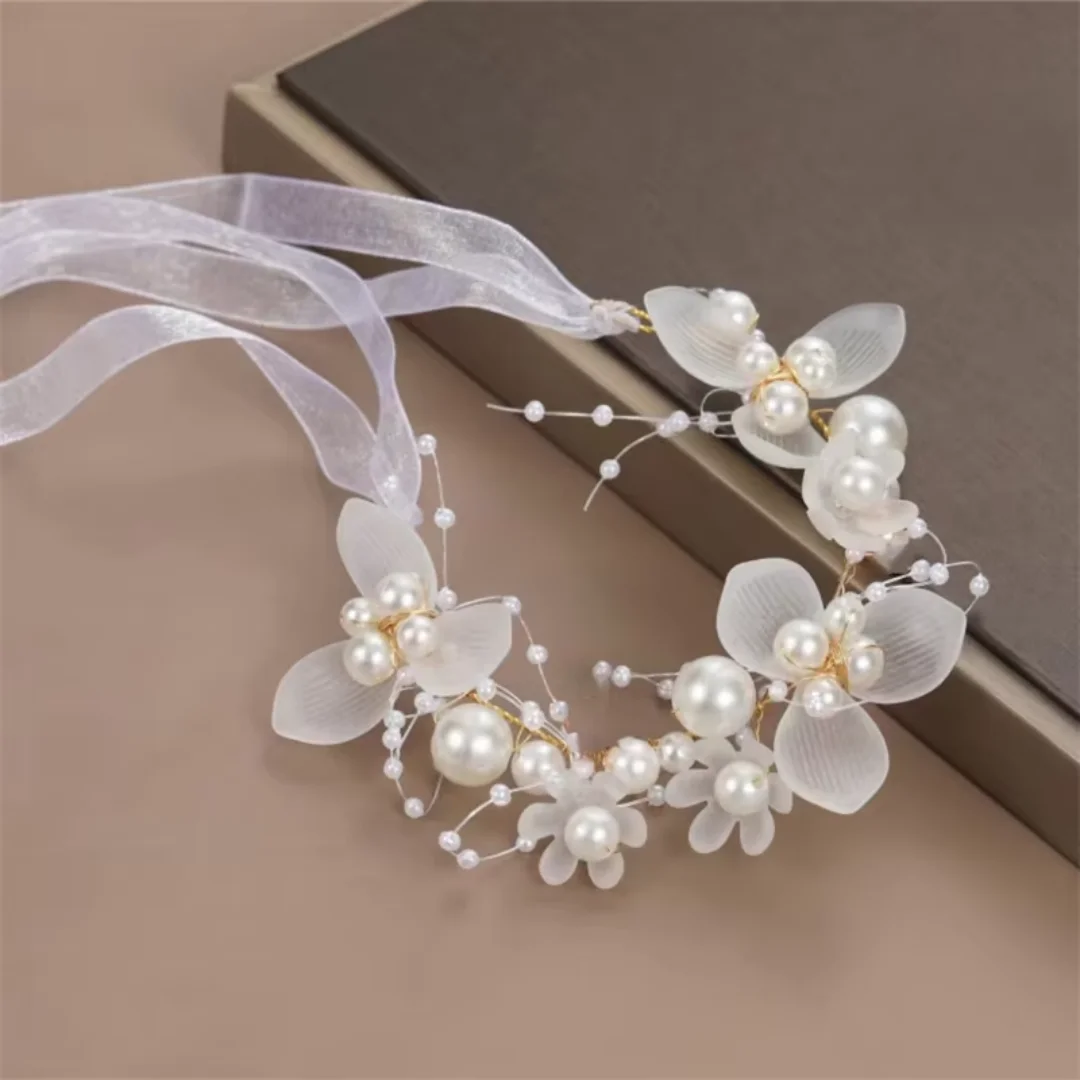 Bohemian Pearl Flower Hair Headdress Image 2