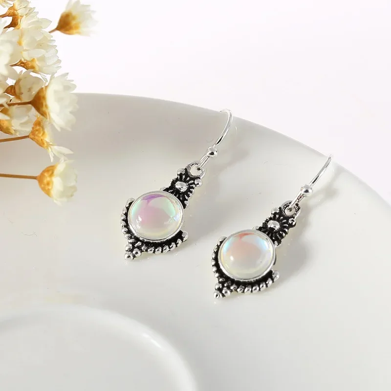 Drop Earrings Delysia King Women Rainbow Moonstone Jewelry Vintage Earrings Ethnic Tribal Antique Eardrop