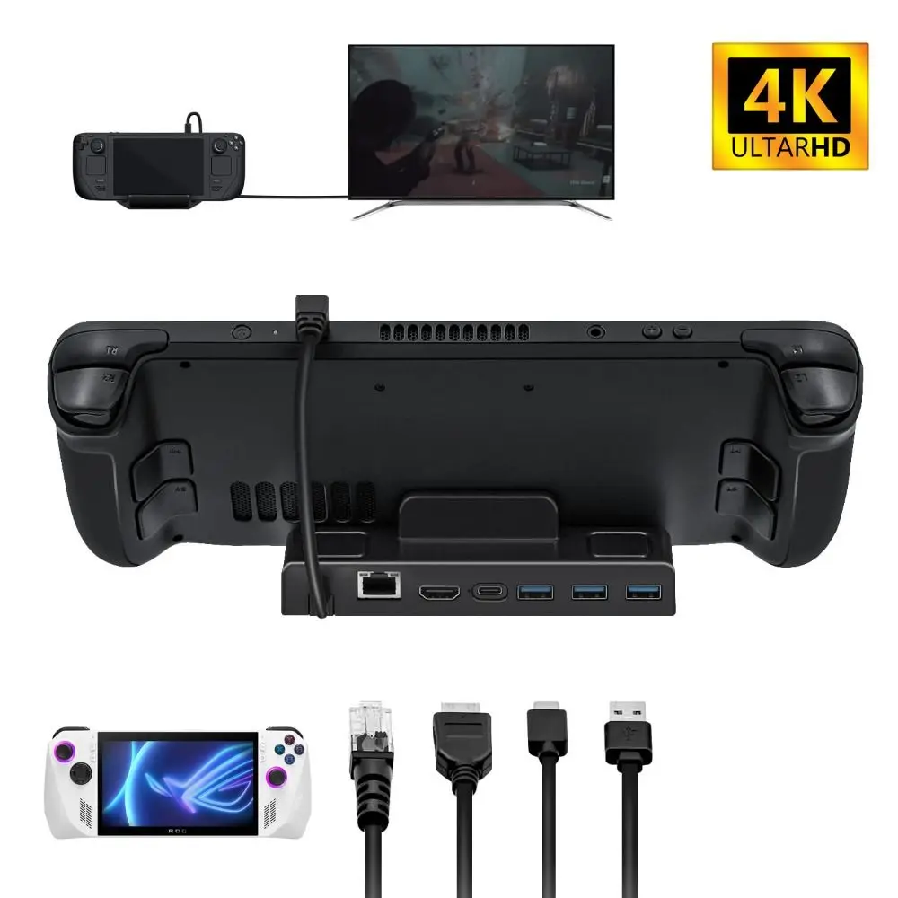 Supporto Console Portatile Base 4K Hd Usb-C Dock Station Hub Multifunzionale Di Tipo C Per Rog Ally/Steam Deck