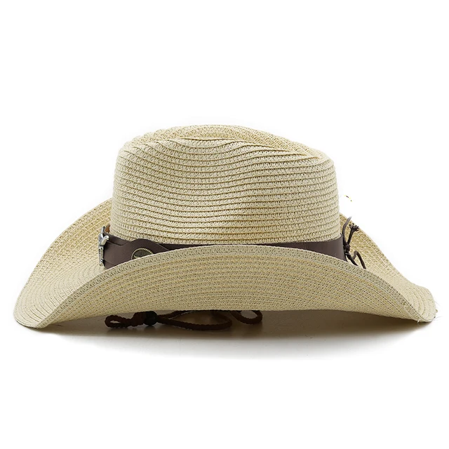 Baokuan Femmes Western Cowboy Hat Paille Naturelle Faite À