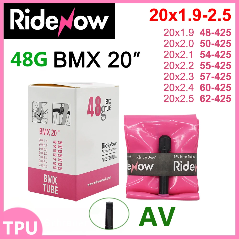 

Schrader Valve AV 48g RideNow TPU Inner Tube 20" inch 425 BMX Bicycle 20x1.9 2.0 2.1 2.2 2.3 2.4 2.5 Tire Fold Bike camera Tyre