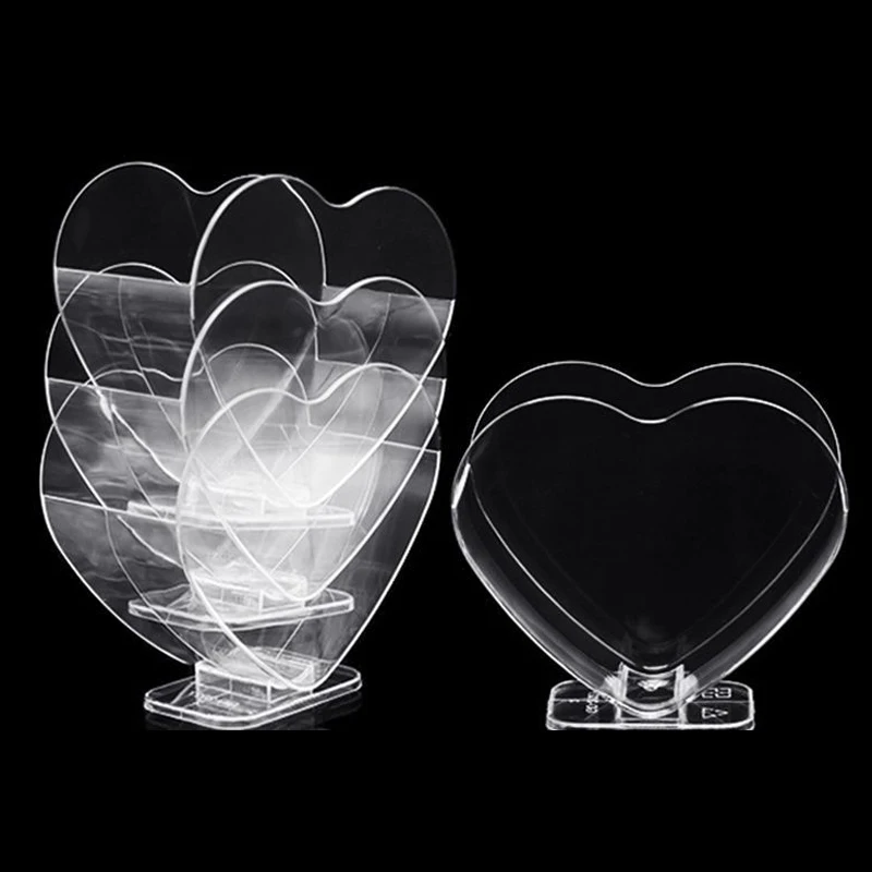 Plastic Dessert Cups 10pcs 70ml Yogurt Mousses Heart Portion Cups Container Tableware Party Wedding Supplies plastic cups dessert cups plastic dessert cups