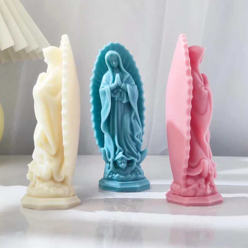 Elegant Madonna Silicone Candle Mold - 3D Mary Statue Making Kit