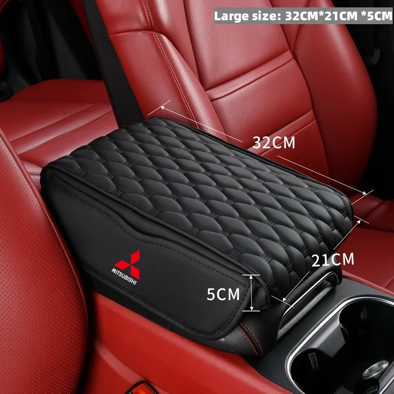 Mitsubishi Lancer Outlander Ralliart Eclipse L2 Asx Pajero 용 고급 가죽 자동차 센터 콘솔 보호대 커버 보관 주머니