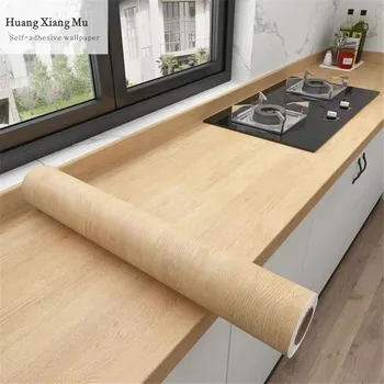 너비 90CM 방수 나무 패턴 비닐 벽지, 셀프 접착 스틱, 문, 캐비닛, 옷장, 모던한 가구 장식 스티커