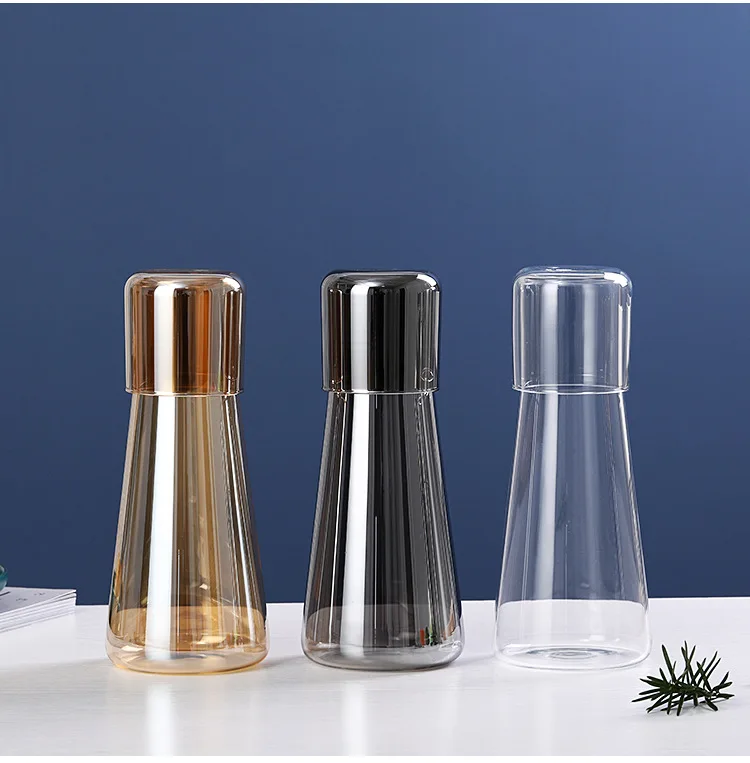 Set Caraffa E Tazza Per Comodino In Vetro - Brocca 400ml Con Bicchiere Coperchio - Foto 14