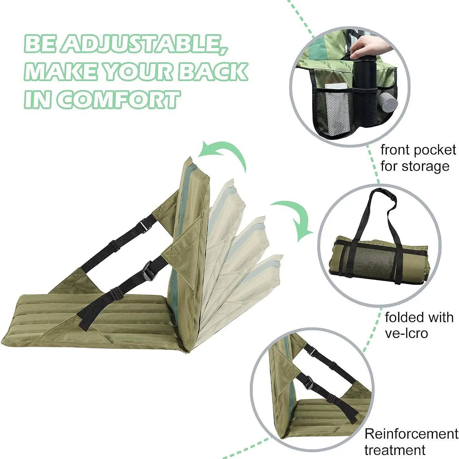 Stadium Seat Cushion Camping Seat Pad Foldable Camp Chair Sturdy with Back Support for Beach Parks Stadium Seat Cushion Camping Seat Pad Foldable Camp Chair Sturdy with Back Support for Beach Parks