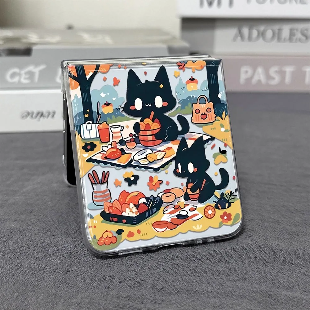 Funny Cute Black Cat Clear Folding Phone Case