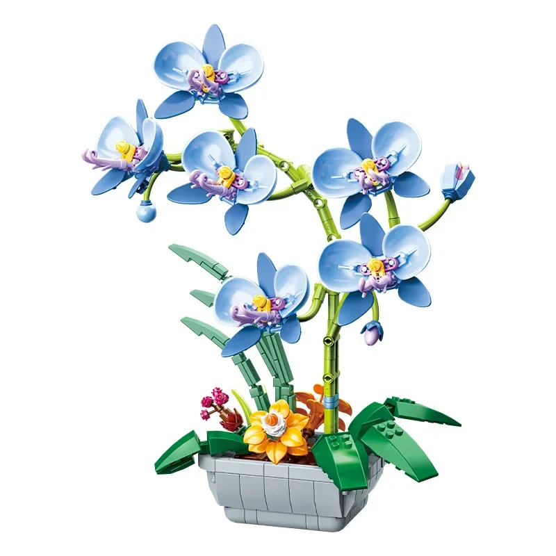 

581pcs Orchid Bouquet Building Blocks DIY Potted Bonsai Plant Flower Model Bricks Assembled Toy Girls Boys Birthday Gift