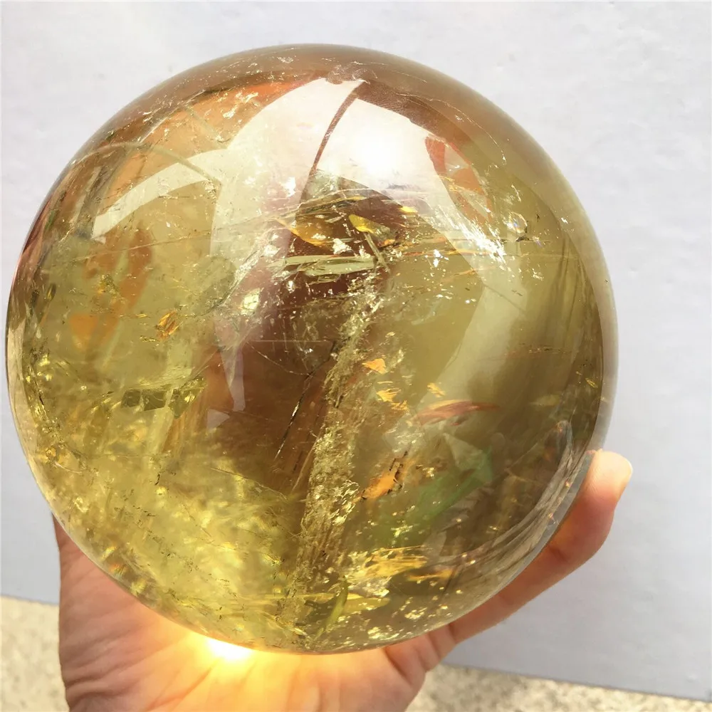 Natural Citrine Crystal Ball Yellow Quartz Collection Crystals And Stones Healing Room Decoration