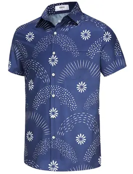 KYKU Men's Casual Button-Down Shirts Hawaiian Shirt Short Sleeve Beach Clothes with Pockets 4