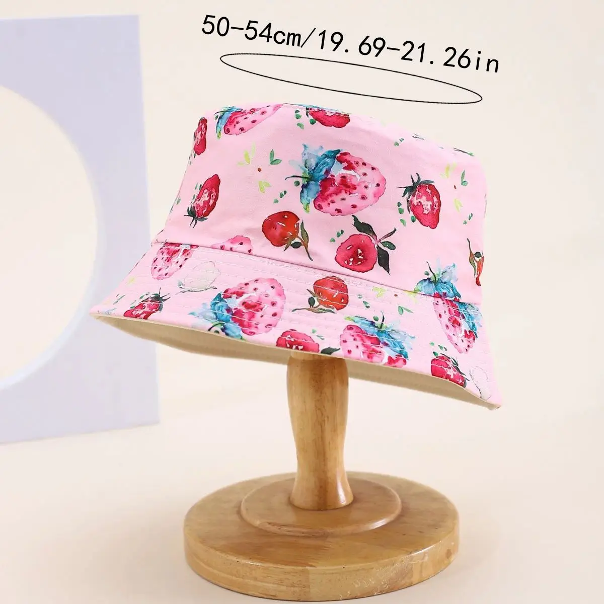 A children's strawberry printed bucket hat with double-sided sun visor cute spring summer versatile basin hat for boys girls