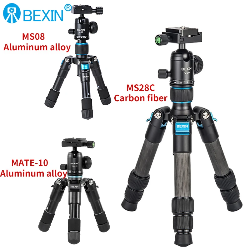 Mini Carbon Fiber Tripod Compact Lightweight Portable Tabletop Tripods with Handle Ball Head Max