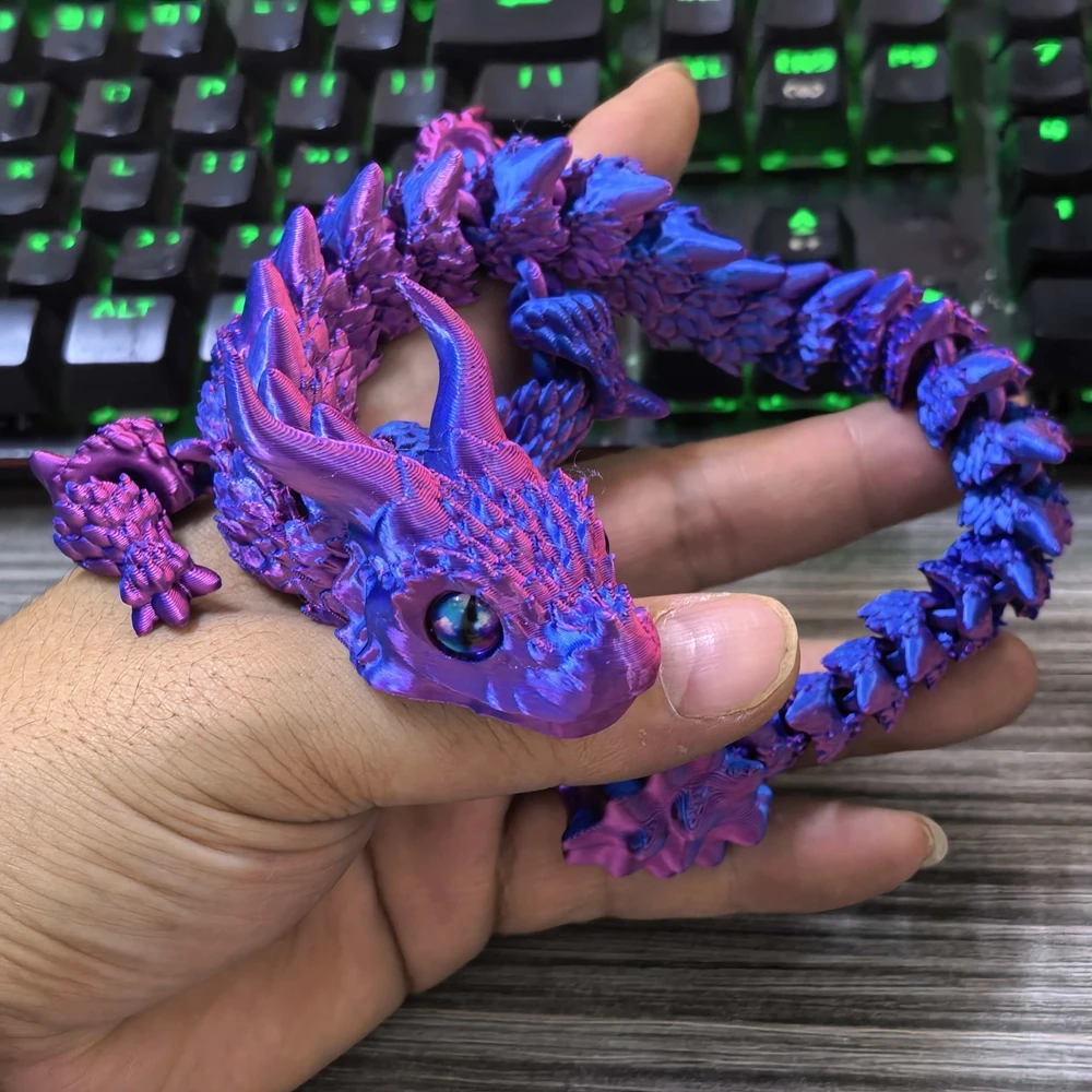 31CM 3D Printed Conjoined Dragon Baby Ornaments Joints Can Move Dragon Rockery Fish Tank Landscaping Decoration 5