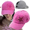 Y2K Washed Denim Hole Baseball Cap Sun Hat For Women Men Star Cotton Ponytail Caps Fashion Hip Hop Vintage Snapback Hats Gorros 1