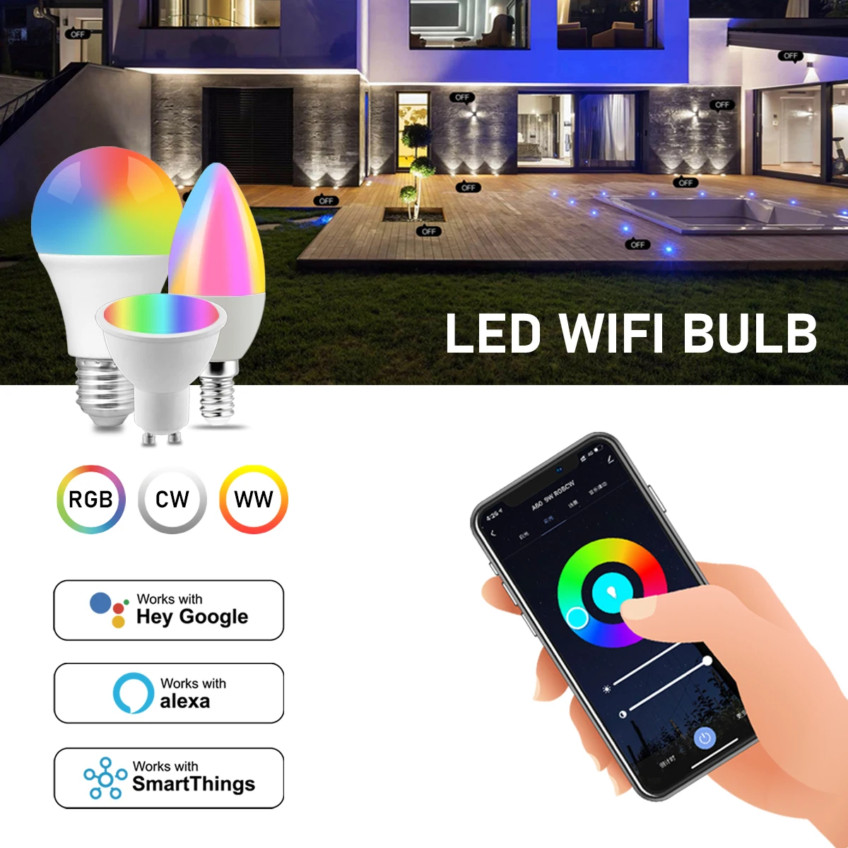 Smart LED Light Bulbs RGB Tuya Smart Wifi GU10 E27 E14 LED Lights Bulb Life APP Control Led Lamp Works With Yandex Alice Google Home Alexa