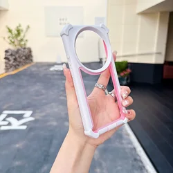 Heavy Duty Dual Layer Anti - Drop Transparent Phone Case - Xiaomi 14 Pro (White Pink)