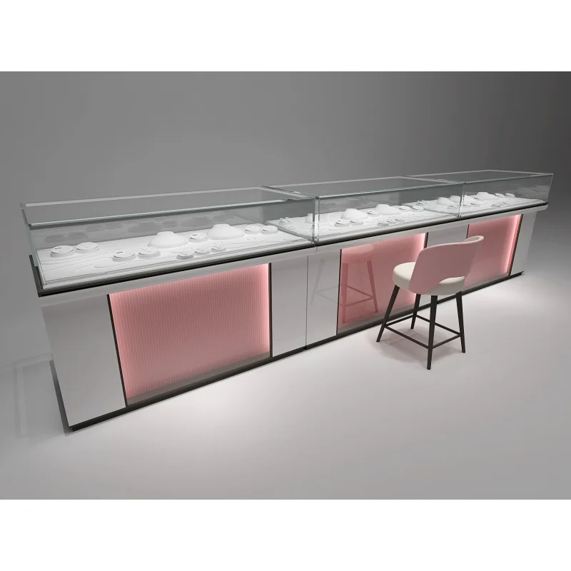 Custom.de 디자인 LED 쥬얼리 램프, 쇼케이스 선반 아래 전기 캐비닛, 전체 길이 LED 보관 쥬얼리 캐비닛