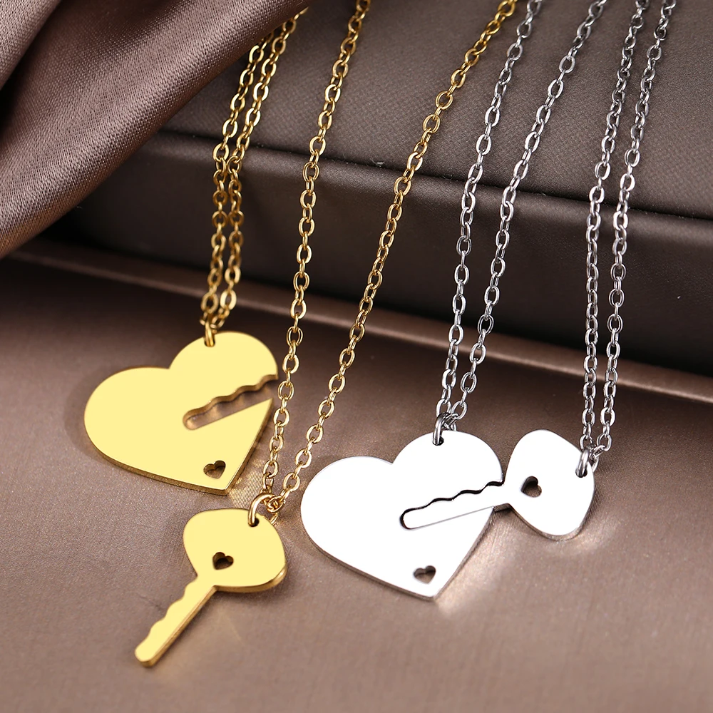 Black 2 Pcs/set New Statement Lock Key Paired Pendant Couple Necklace/  Fashion Key Lock Pendant Link Fashion Jewelry / Women Men Couple Trendy  Elegan | Fruugo TR