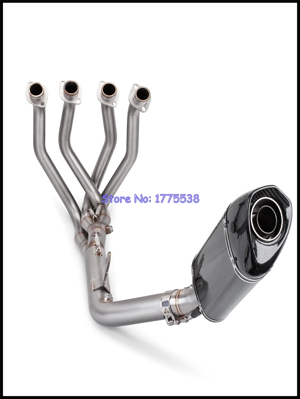 For Kawasaki Ninja ZX-25R 2023 Motorcycle Exhaust Full System With Manifold Collector Header Front Pipe with Real Carbon Muffler - Image 2