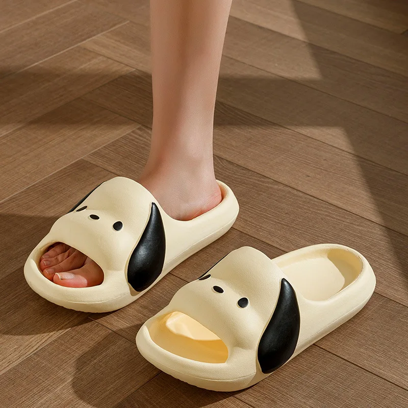 

Домашняя искусственная уличная мягкая Нескользящая собачка милые Мультяшные кавайные шлепанцы забавная одежда пляжные сандалии