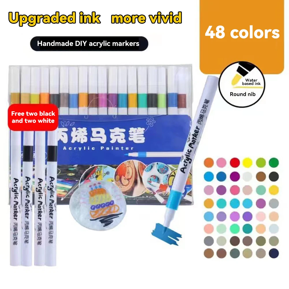 12/24/36/48/60 Colors Acrylic Paint Marker Set Art Markers Painting Pen Graffiti For Stone Ceramic Glass Wood Manga Art Supplies watercolor marker pen