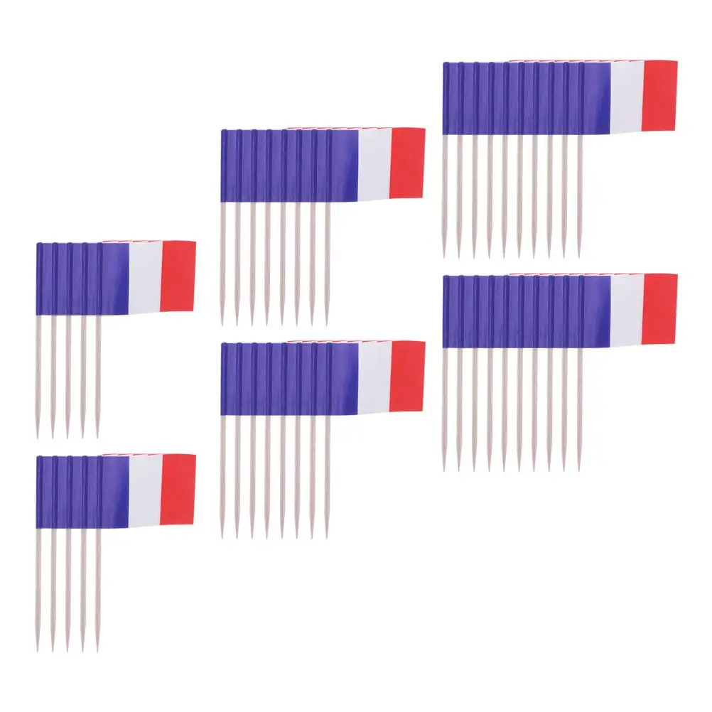 200 Stück Französische Flaggen-Stecker in Leuchtenden Farben Kuchendekoration Frankreich-Flagge Cupcake-Stecker Mini-Zahnstocher Länderflaggen