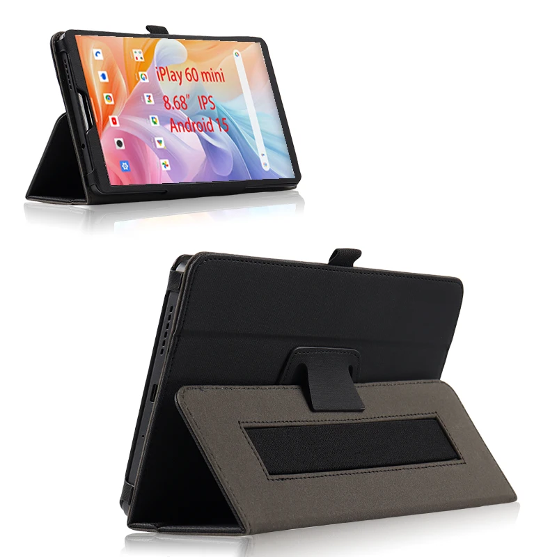 Premium Magnetic PU Leather Tablet Case with Hand Strap and Folding Stand - 8.68