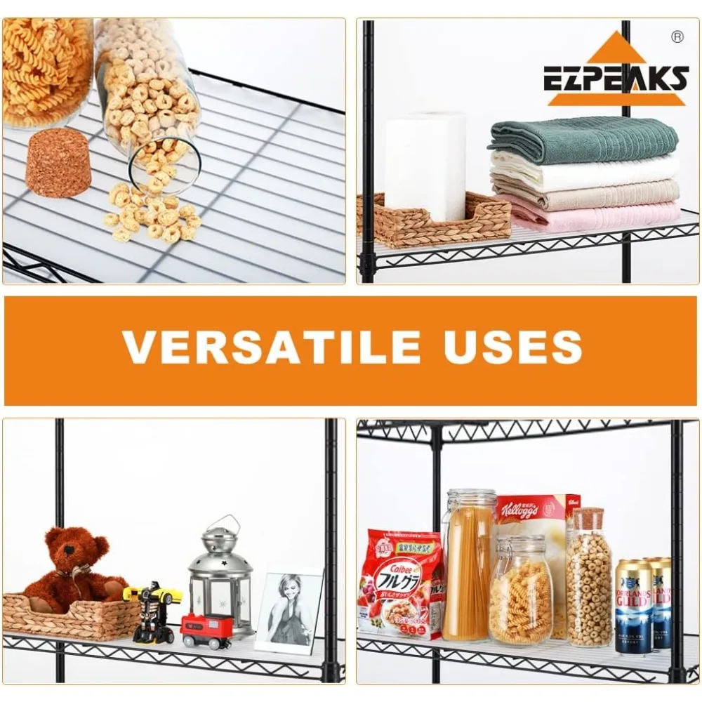 3-Shelf Shelving Unit with 3-Shelf Liners, Adjustable Rack, Steel Wire Shelves, Shelving Units and Storage for Laundry Bathroom 2