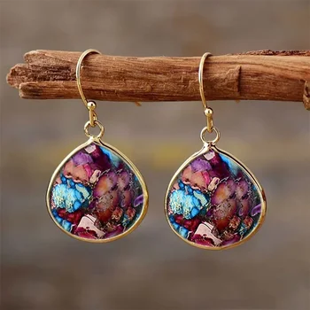 Bohemian Teardrop Resin Stone Earrings