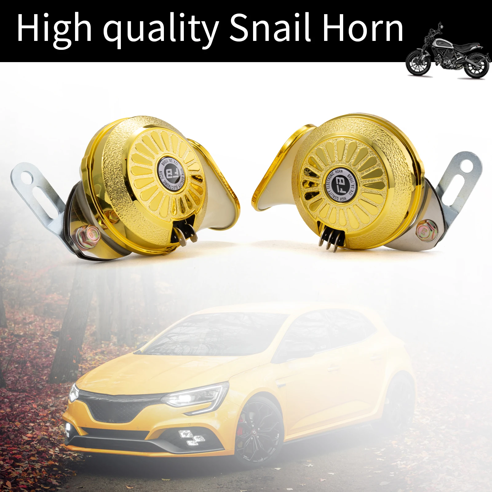 Snail Air Horn 12V Super Loud Three Tone Waterproof Electric 2Pcs/Kit For Truck Motorcycle Auto Accessory