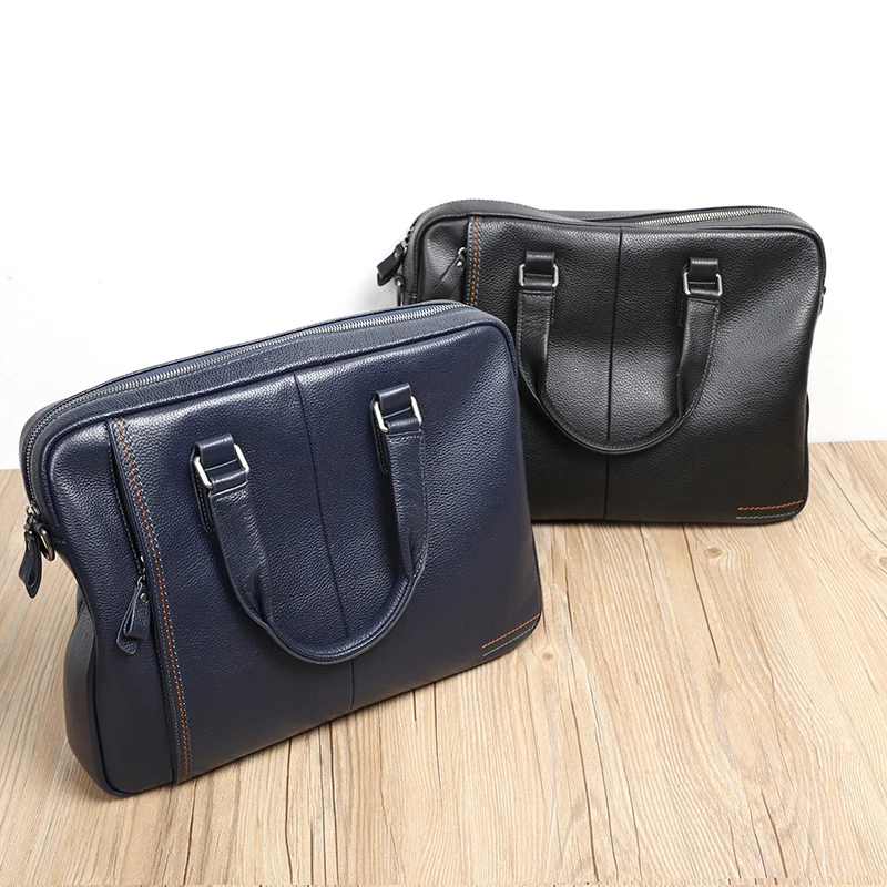 100% Genuine Leather Briefcase Men Bag Business Handbag Male Laptop Shoulder Bags Tote Natural Skin